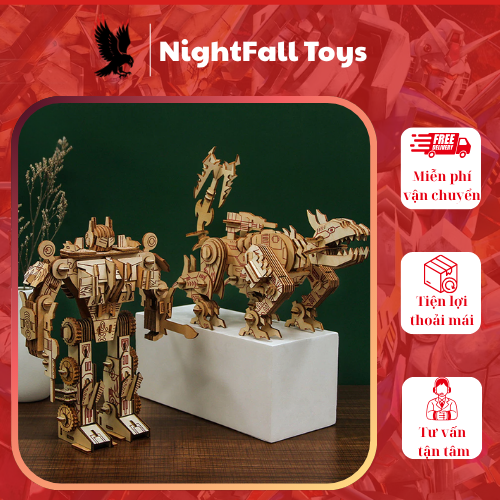 Mô hình tự ráp gỗ 3D Robot Tranphormer trưng bày cho bé - Ảnh 3