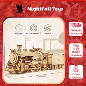 Đồ Chơi Lắp Ráp DIY Bằng Gỗ 3D ROBOTIME Mô Hình Xe Lửa Hơi Nước