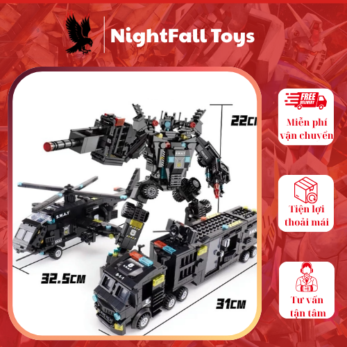 Lắp Ghép Xe OTO SWAT 920 Mảnh - 51 Tạo Hình - Bộ Đồ Chơi Lắp Ghép Xe Cảnh Sát, Láp ráp Robot, Trực Thăng - Ảnh 5