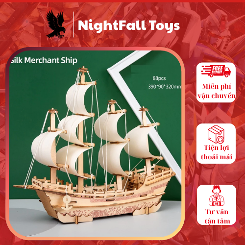 Mô hình lắp ráp 3D gỗ DIY lắp ghép mô hình thuyền sáng tạo quà tặng sinh nhật cho bạn bè người thương - Ảnh 3