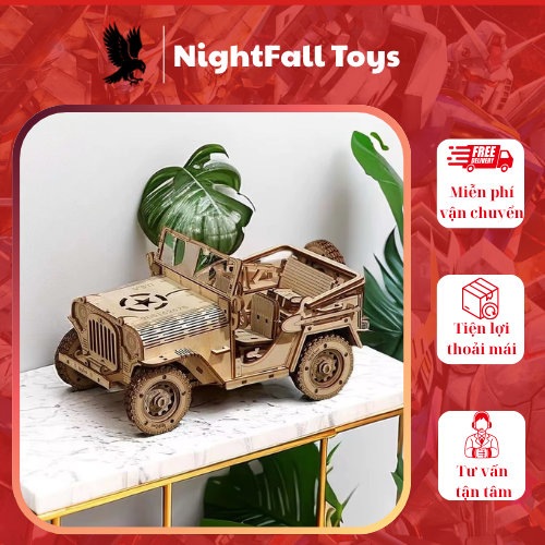 Đồ Chơi Lắp Ráp Mô Hình 3D Bằng Gỗ, Xe Jeep Quân Sự - Ảnh 2